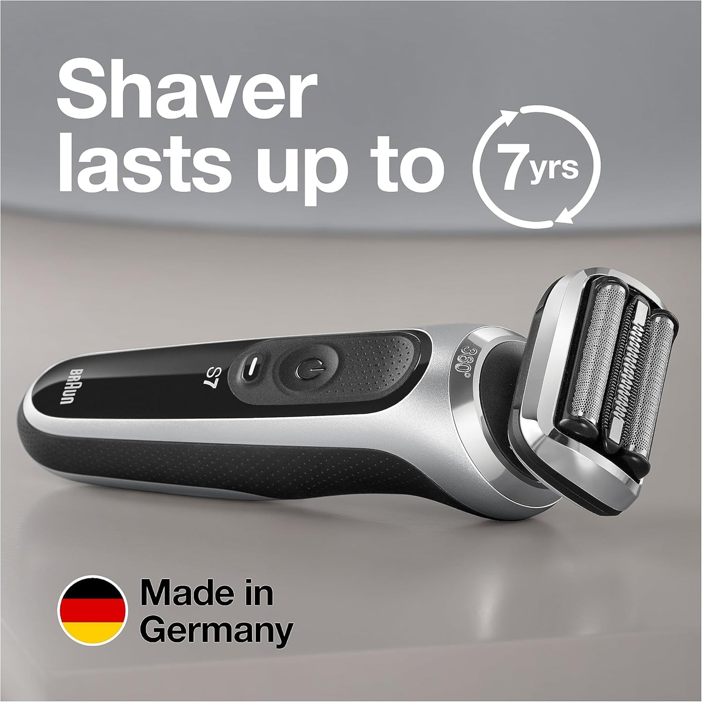 7 7032cs Flex Electric Razor for Men. Wet & Dry. Electric Razor. Rechargeable. Cordless Foil Shaver with Beard Trimmer and Charging Stand. Silver