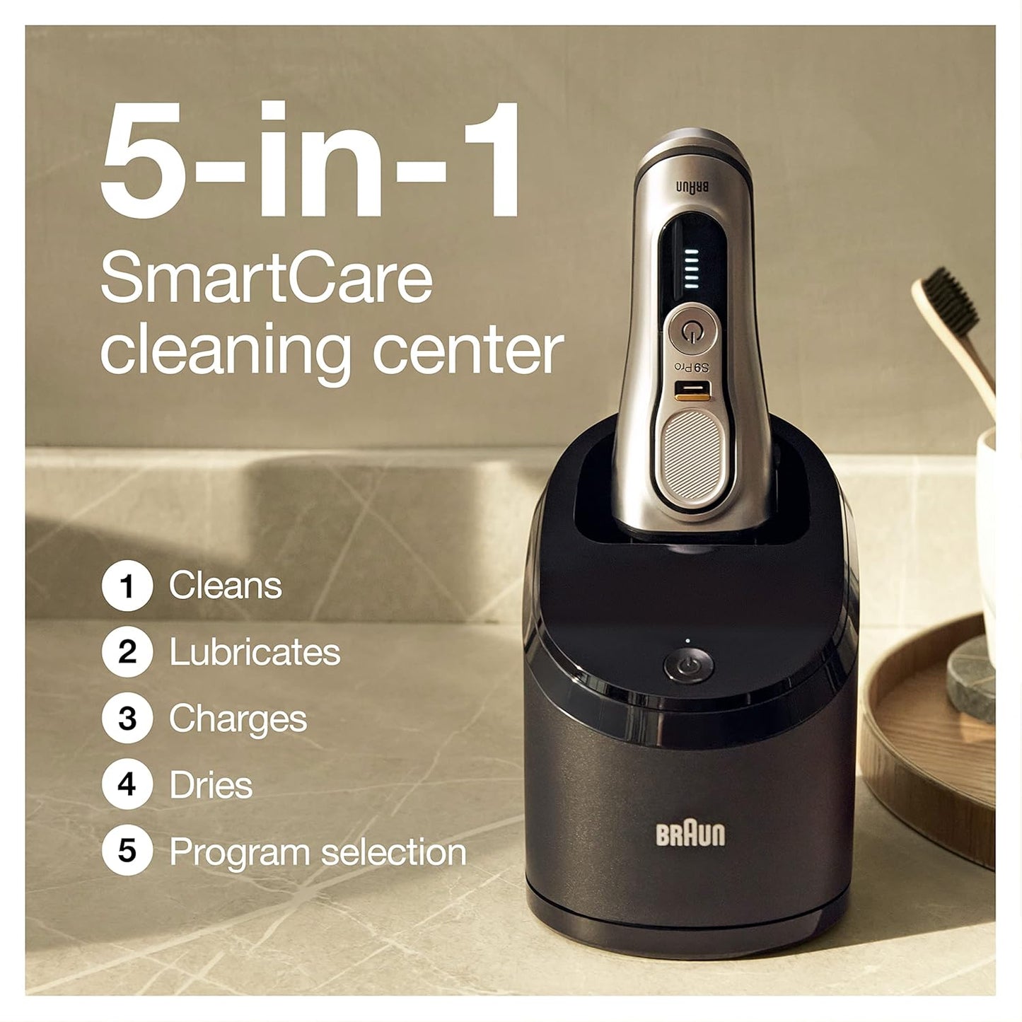 Electric Razor for Men. Waterproof Foil Shaver. Series 9 Pro 9477cc. Wet & Dry Shave. with Portable Charging Case. ProLift Beard Trimmer. 5-in-1 Cleaning & Charging SmartCare Center. Silver