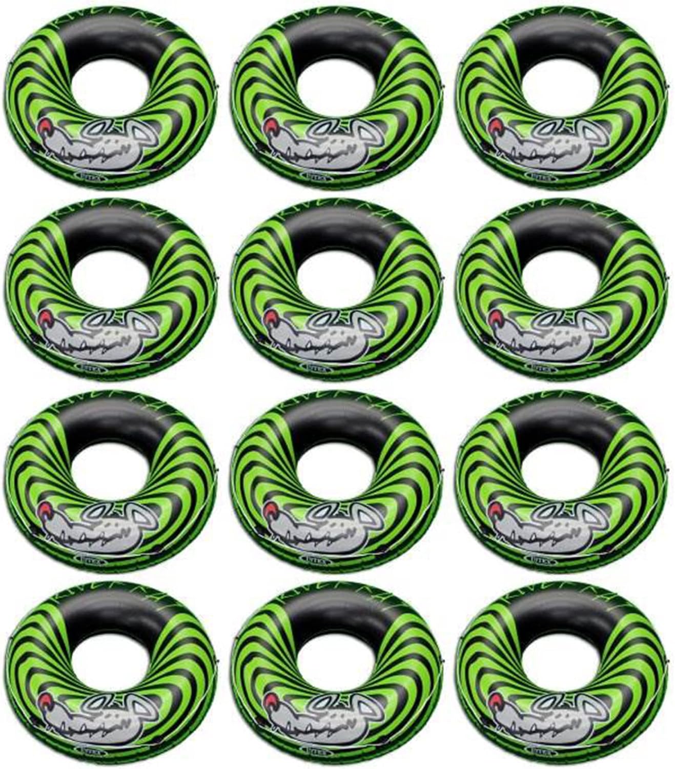 River Rat 48 Inch Inflatable Vinyl Towable Boat Floating Tube Raft for Swimming Pool and Lake in Green Rat or Graffiti Rat Design. Color Varies