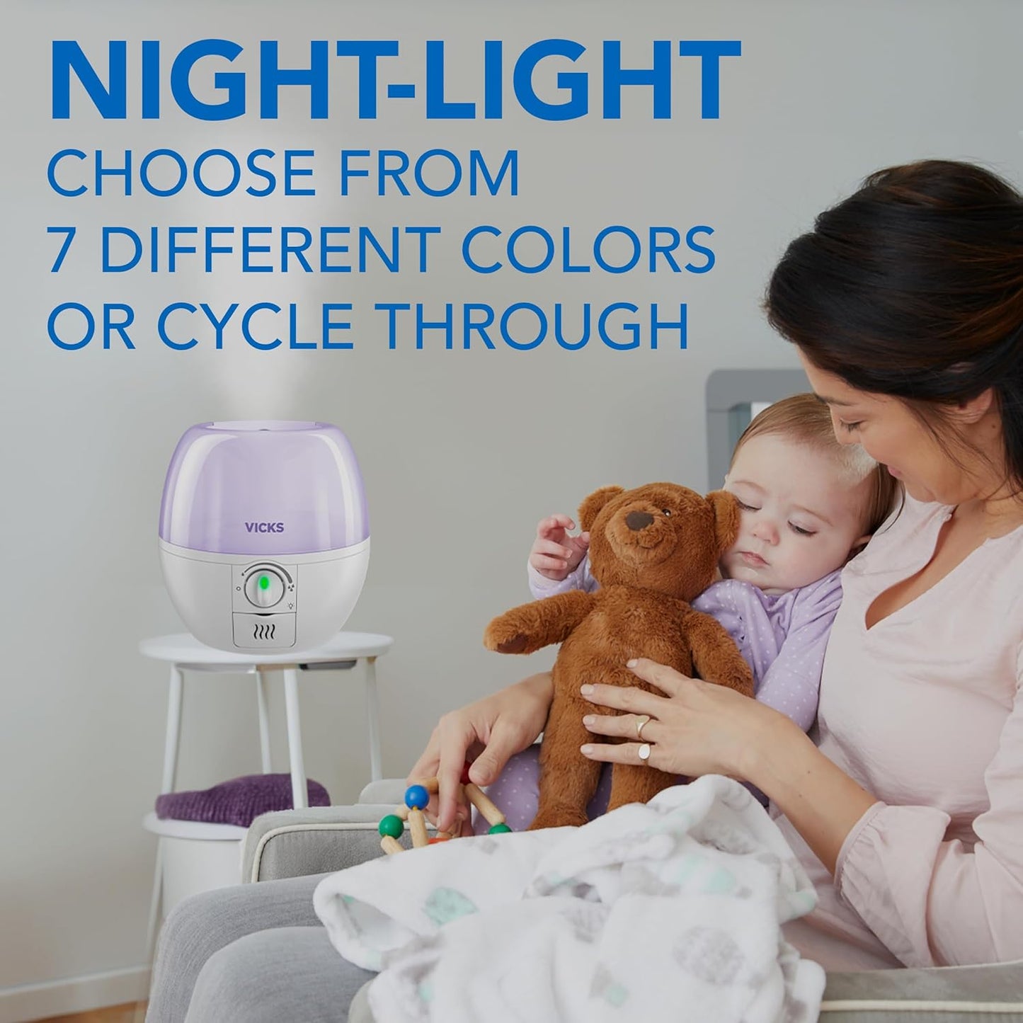 3-in-1 SleepyTime Humidifier. No. 1 Brand Recommended by Pediatricians*. Cool Mist Humidifier with Night-Light. and Essential Oil Diffuser for Baby and Kids rooms. Visible Cool Mist. White.