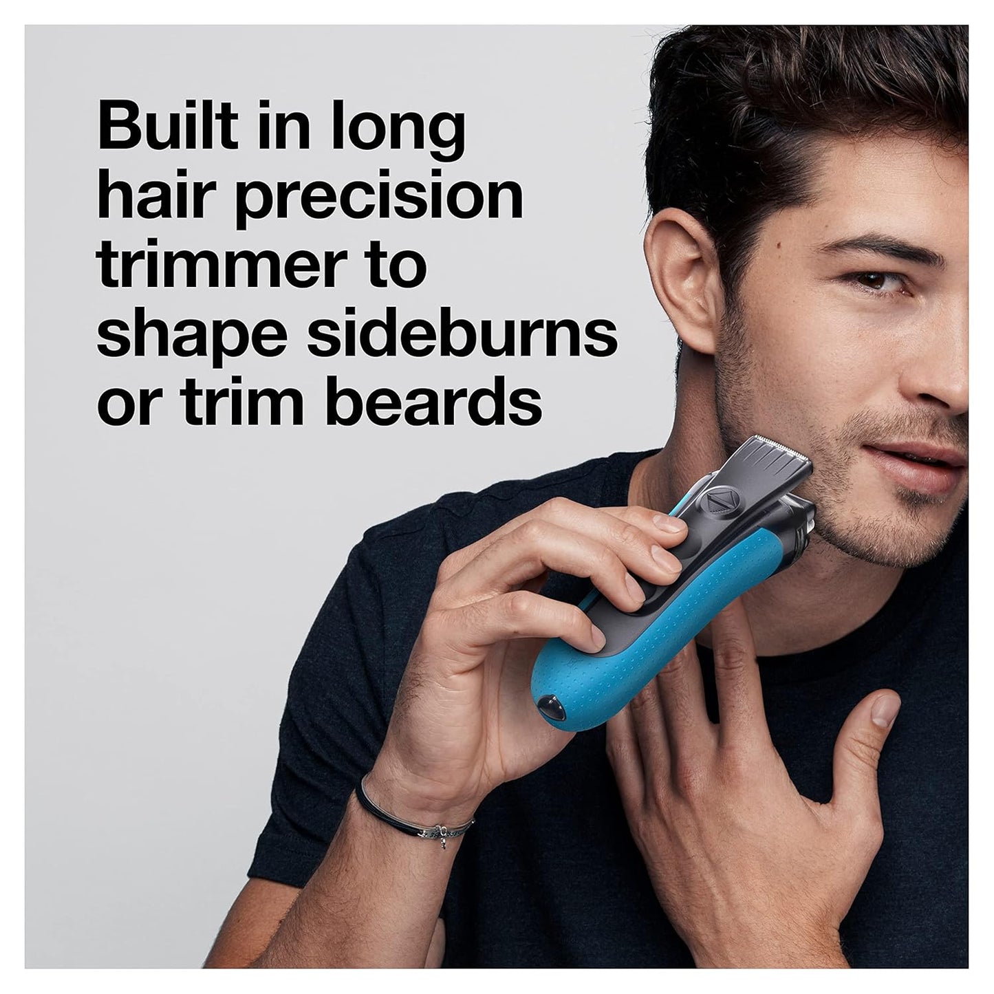 3 Razor with Precision Trimmer. Rechargeable. Wet & Dry Foil Shaver for Men. Blue/Black. 4 Piece