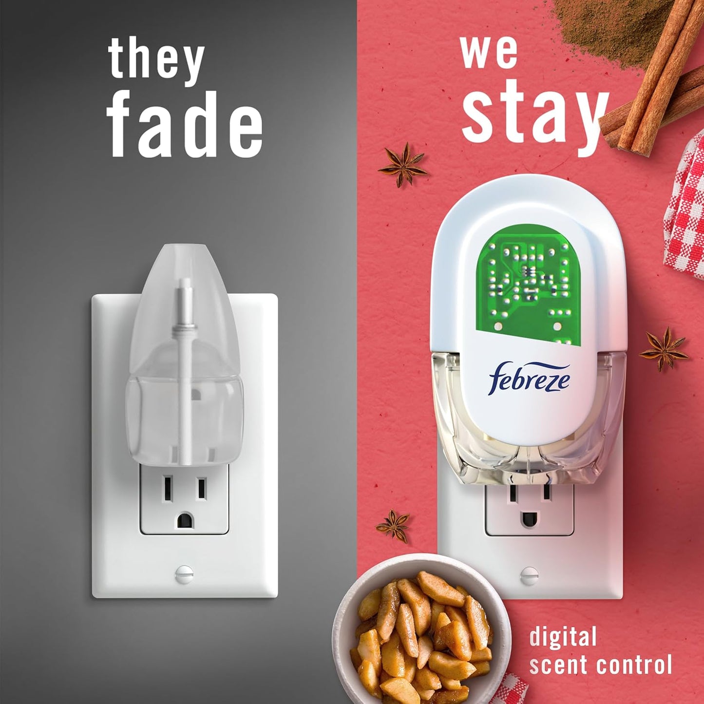Odor-Fighting Fade Defy PLUG Air Freshener Baked Cinnamon Apple. Cranberry Crumble. .87 fl. oz. Oil Refill. 2 of Each