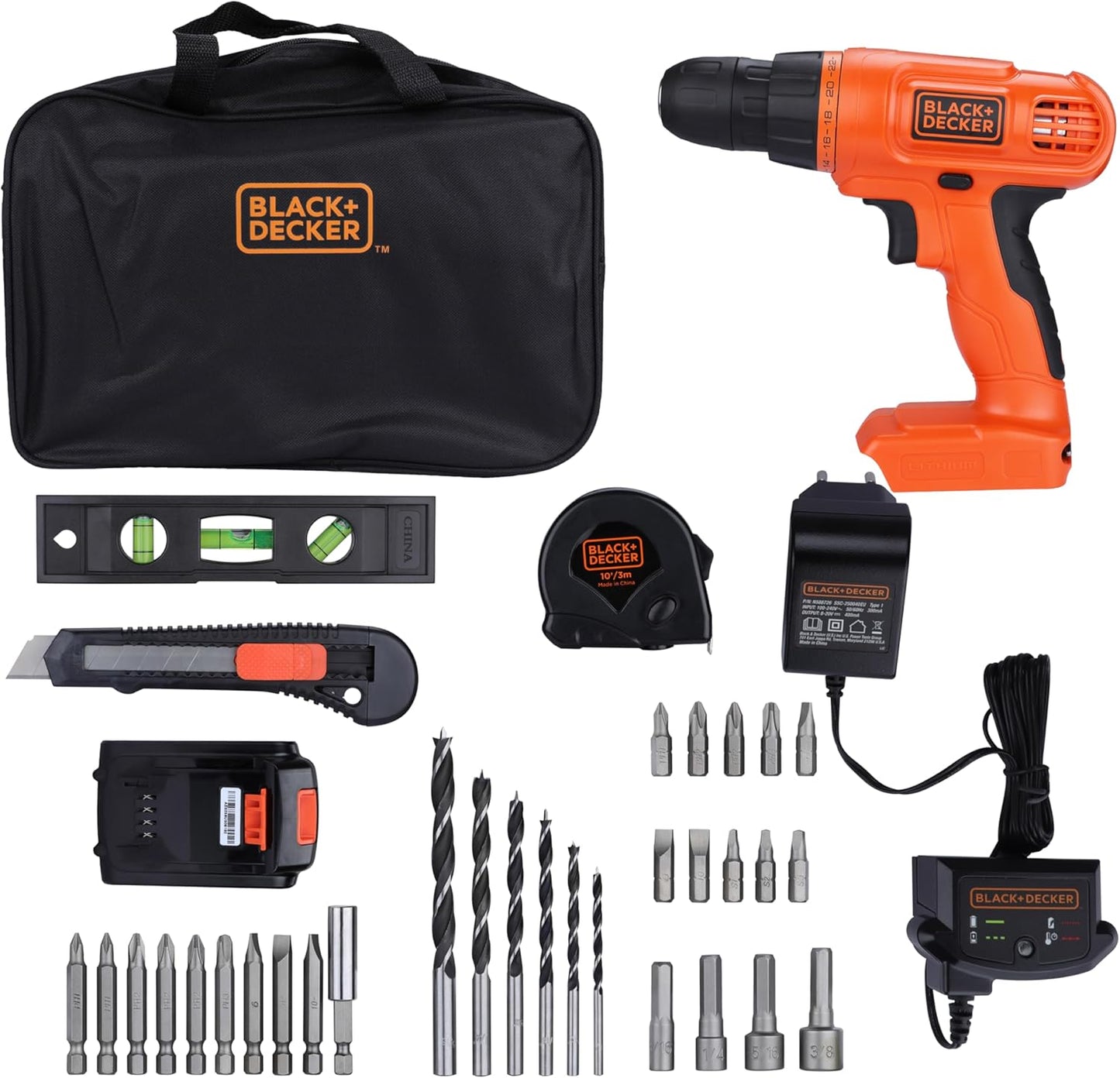 20V MAX Drill & Home Tool Kit. 34 Piece (BDCD120VA). Orange