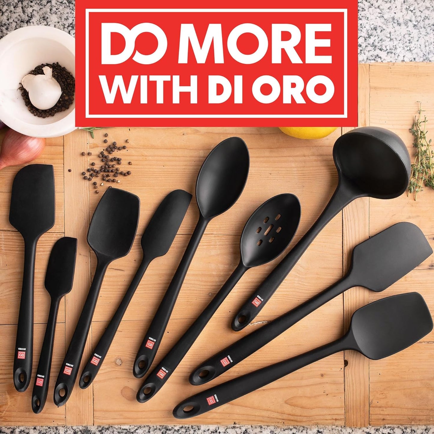 Silicone Spatula Set - Rubber Kitchen Spatulas for Baking. Cooking. & Mixing - 600°F Heat-Resistant & BPA Free Silicone Scraper Spatulas for Nonstick Cookware - Dishwasher Safe (3pc. Black)