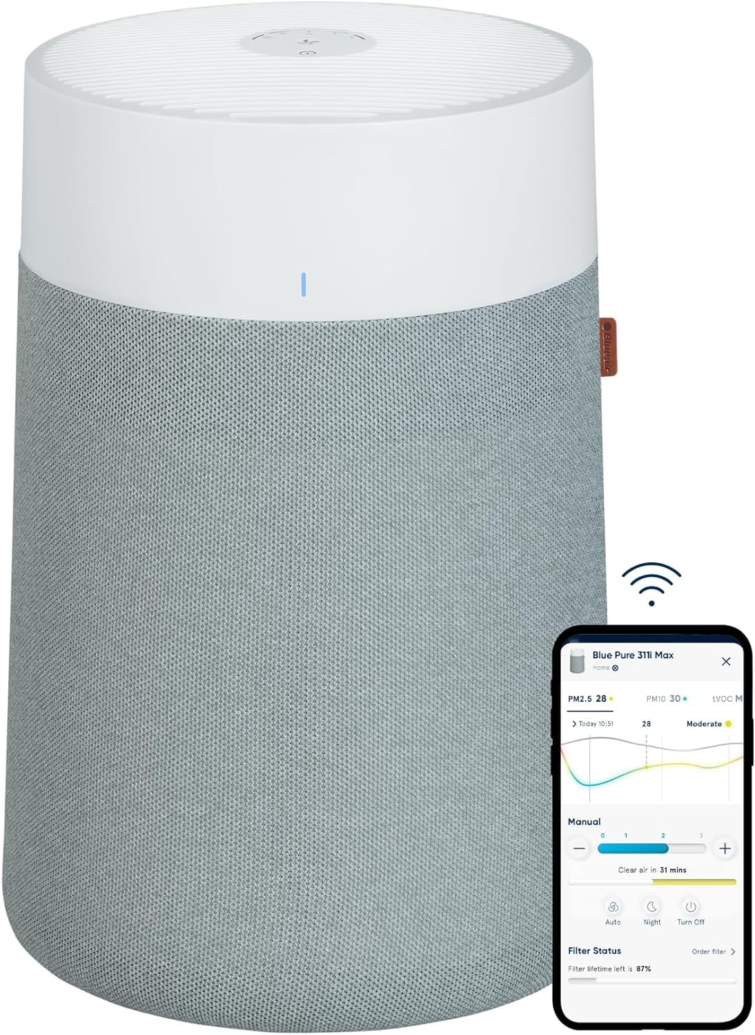 Air Purifiers for Small Rooms. Bedroom. Cleans 1.052 sqft in one hour. Air Cleaner for Home. Baby. Nursery. Pets. Allergies. Virus - Blue Pure 411i Max