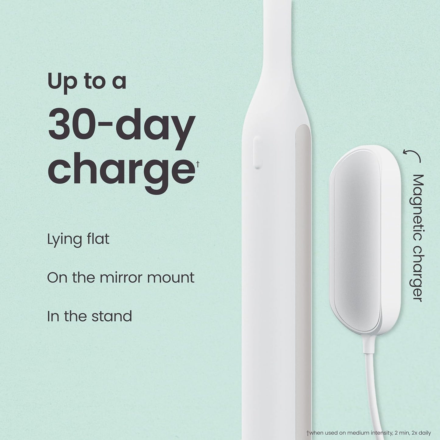 Next Generation Smart Toothbrush - Timed Electric Toothbrush with Case - Replaceable Brush Head. Soft Bristles. Silicone Handle. 30-Day Battery Life - Travel Toothbrush - Stone