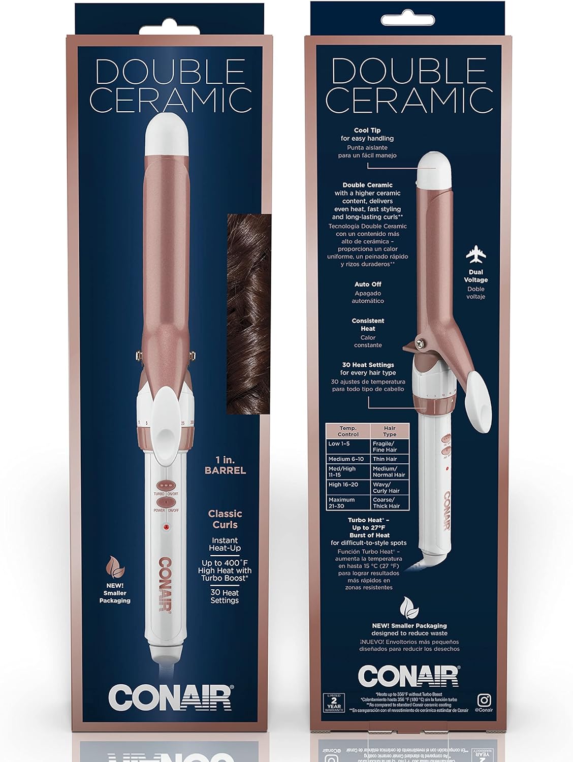 Double Ceramic 1-Inch Curling Iron. 1-inch barrel produces classic curls – for use on short. medium. and long hair