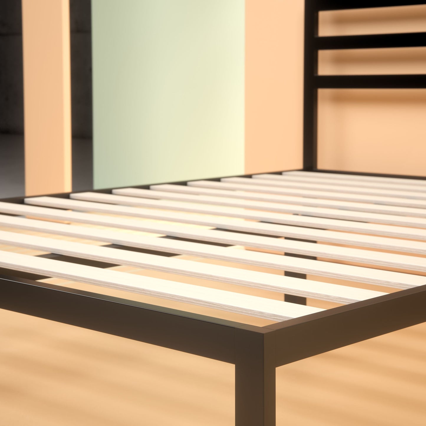 Zinus Mia 38" Metal Platform Bed Frame with Headboard, Queen