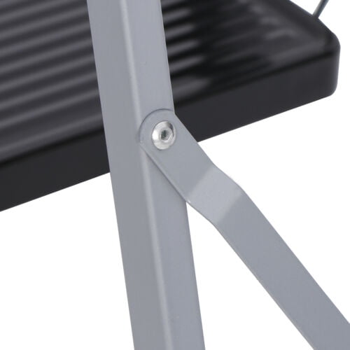 ZENSTYLE 3 Step Ladder Folding Step Stool 330lb Capacity Sturdy Steel Frame, Silver and Black