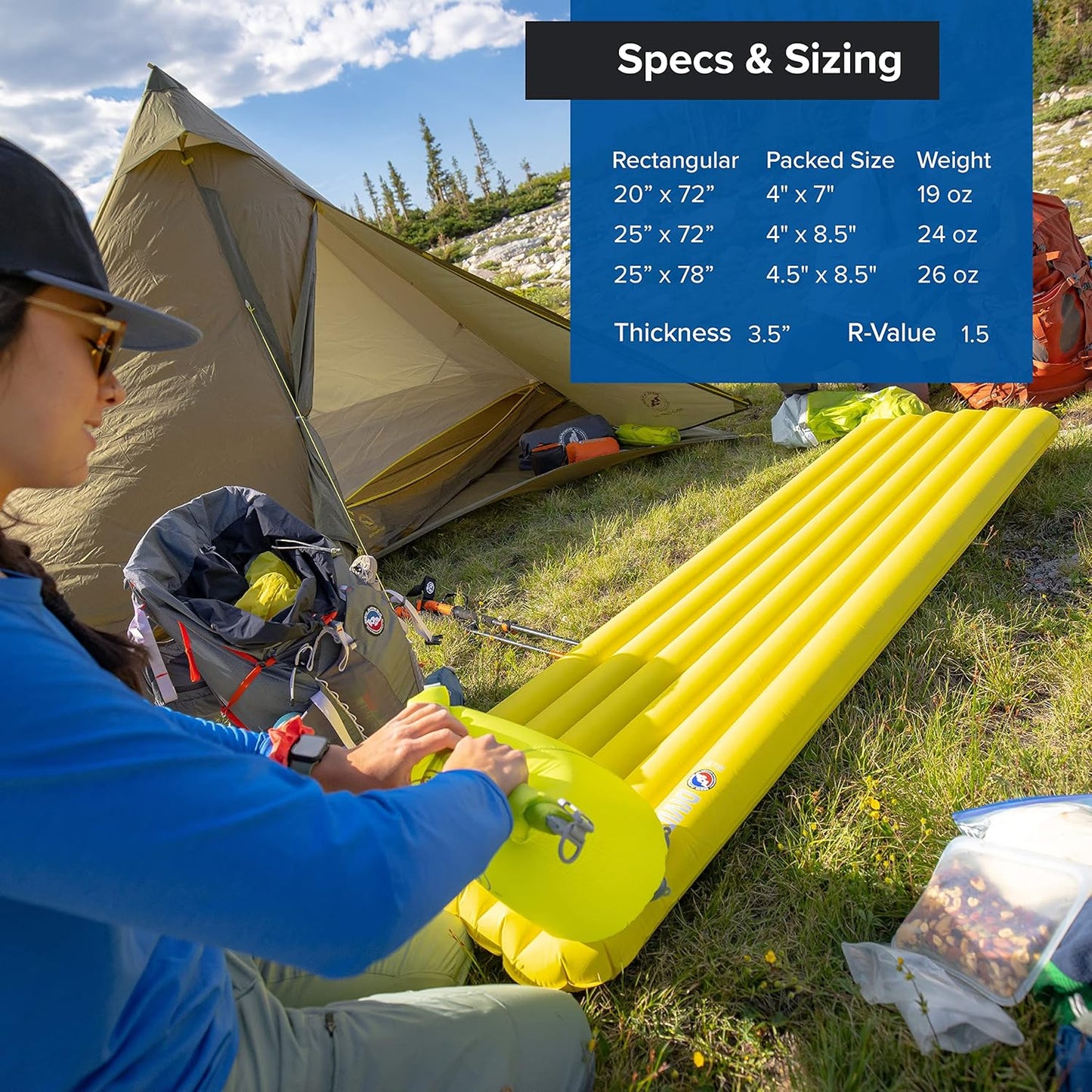 Divide | Lightweight. Compact. Warm-Weather Air Chamber Sleeping Pad. Regular. Warm Olive