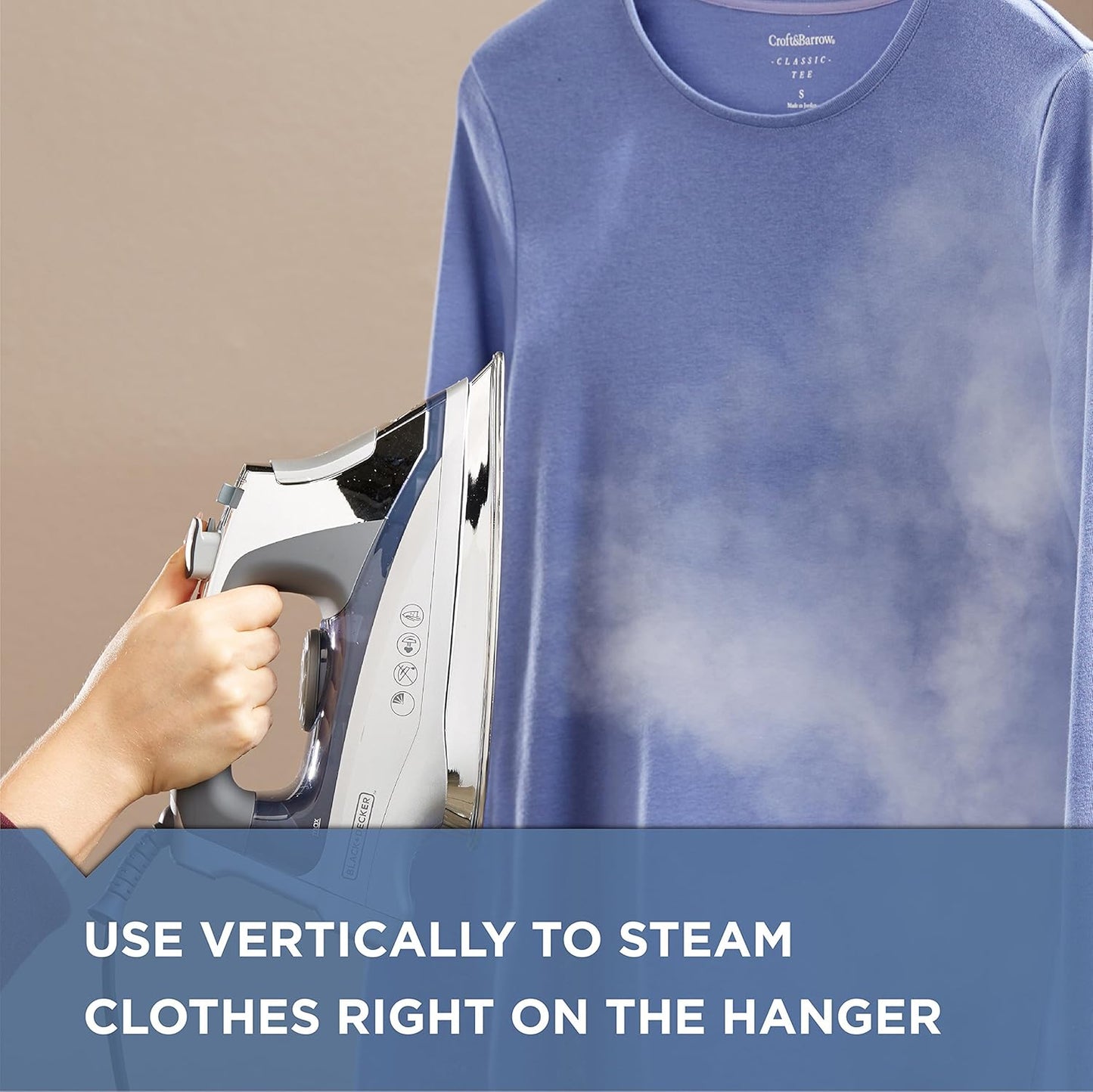 Allure Professional Steam Iron. 30% More Steam. Precision Tip. Stainless Steel Soleplate. Vertical Steam Function