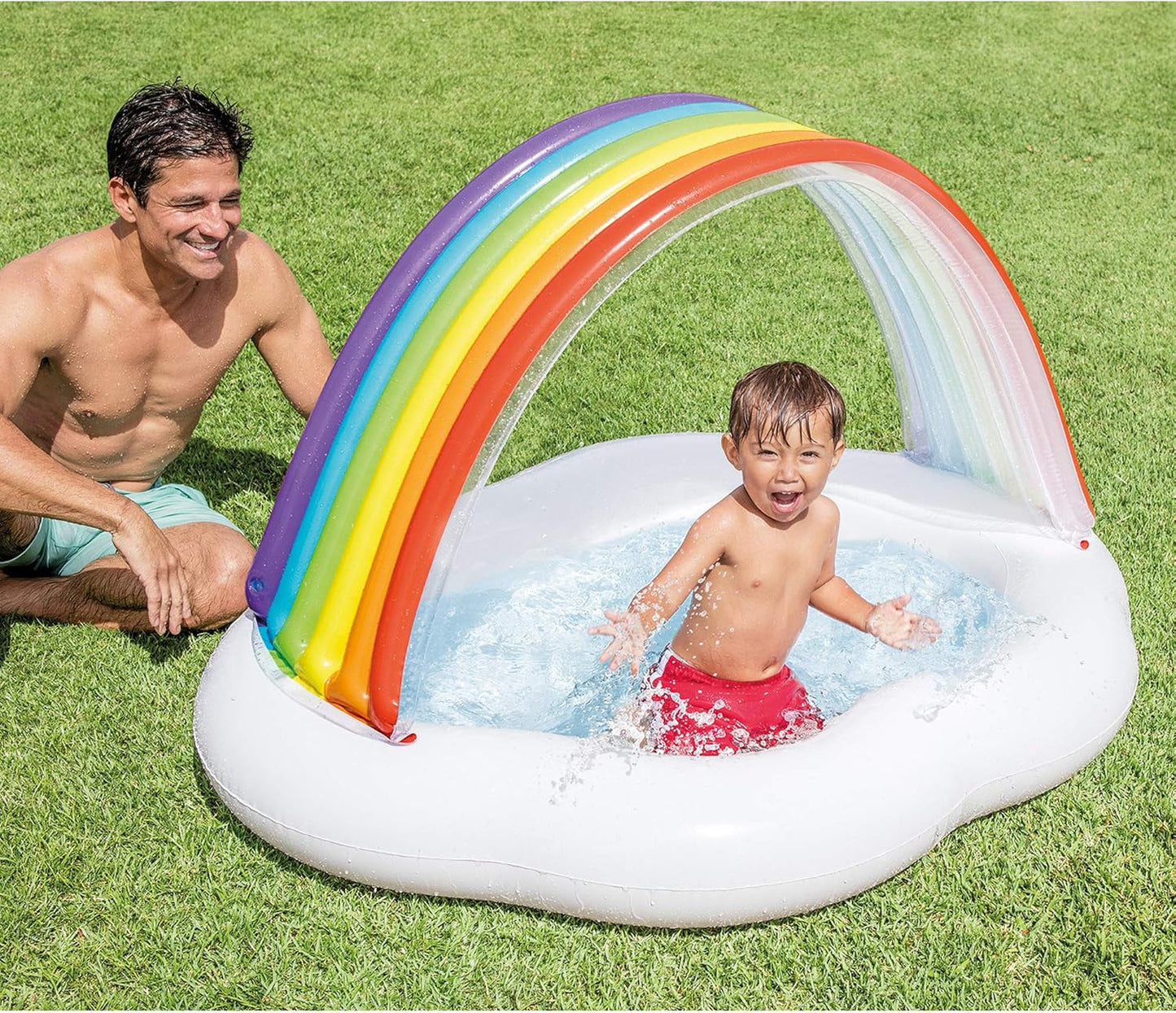 57141EP Round Inflatable Rainbow Cloud Outdoor Baby Pool for Ages 1-3 Years Old