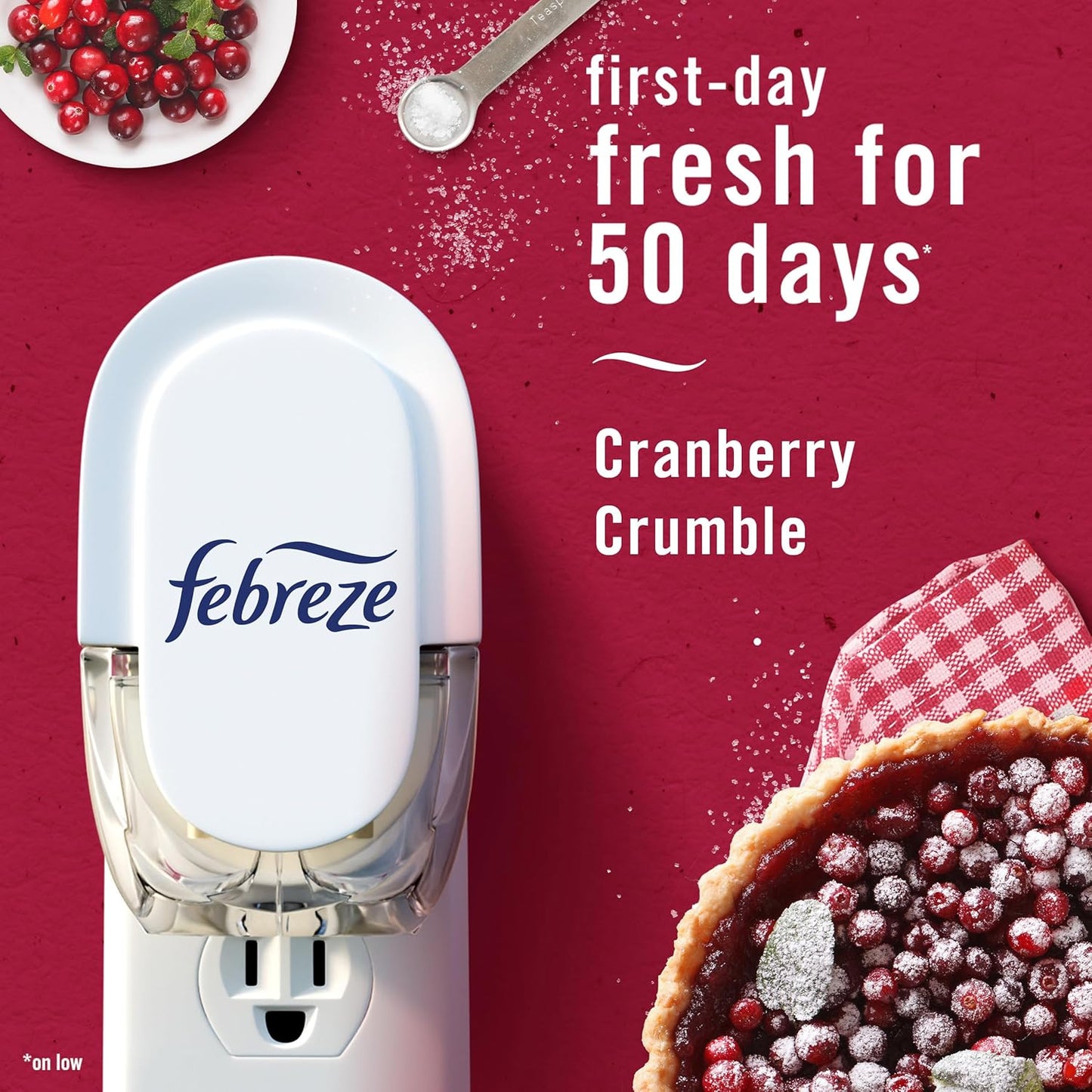 Odor-Fighting Fade Defy PLUG Air Freshener Baked Cinnamon Apple. Cranberry Crumble. .87 fl. oz. Oil Refill. 2 of Each