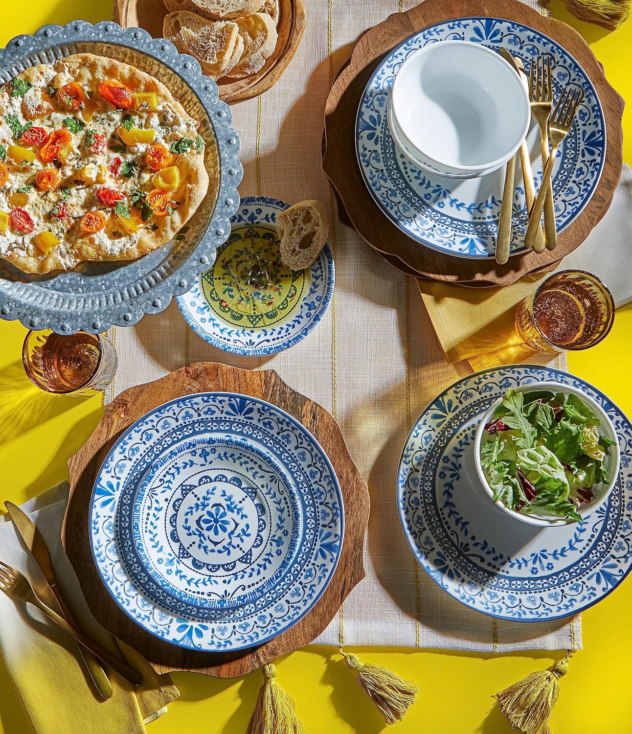 6 PIECE Dinner Plates Set. Triple Layer Glass and Chip Resistant. Lightweight Round Plates. Portofino