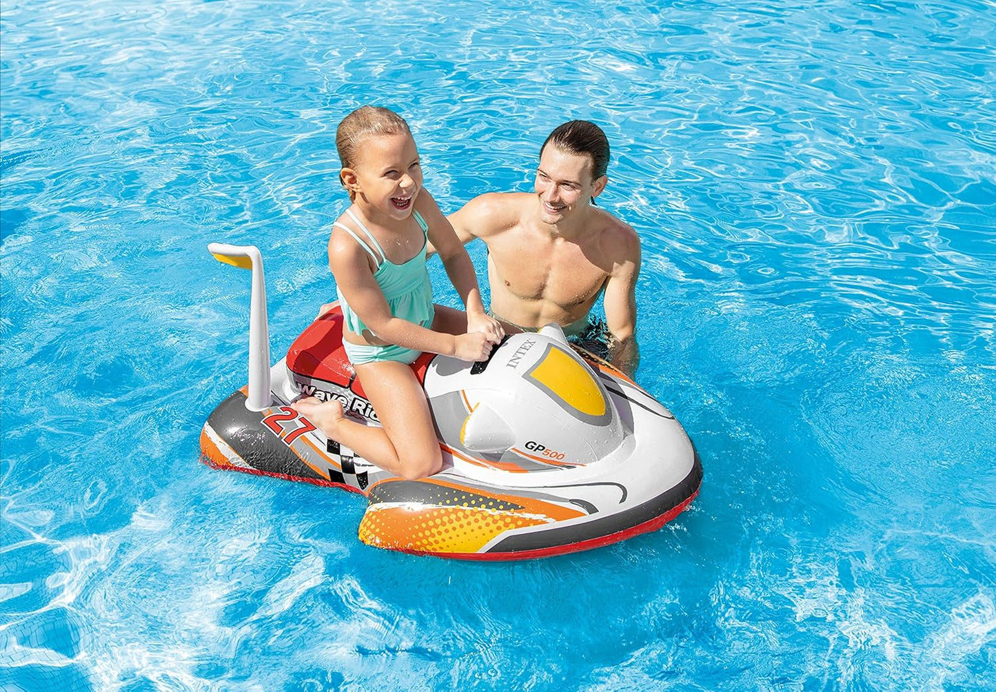 Wave Rider Inflatable Pool Float: Pool Toy For Kids – Heavy-Duty Handle – 88lb Weight Capacity – 46 x 30.5 – For Ages 3+