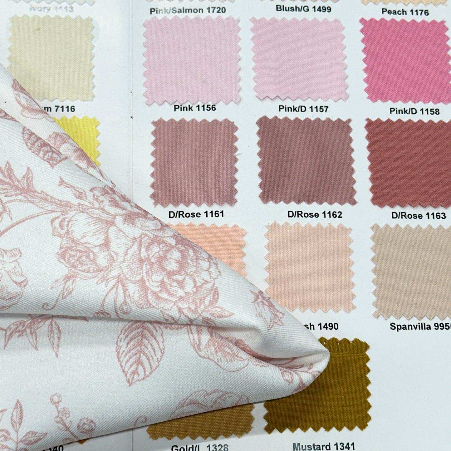 French Toile (Poly Print) Table Linen in Dusty Rose