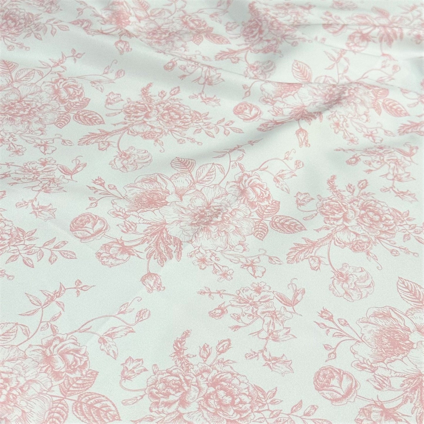 French Toile (Poly Print) Table Linen in Dusty Rose