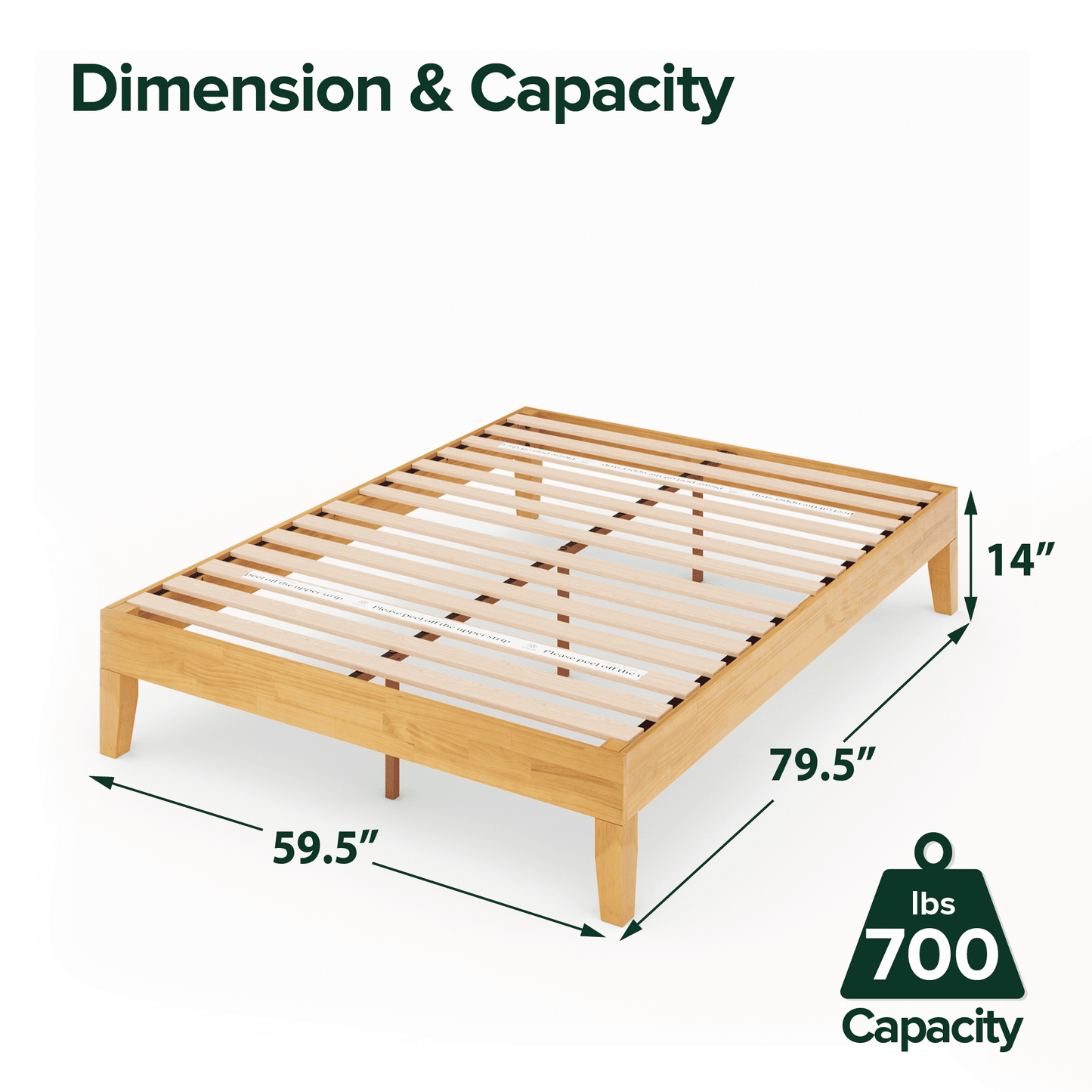 Zinus Moiz 14" Deluxe Wood Platform Bed Frame, Queen