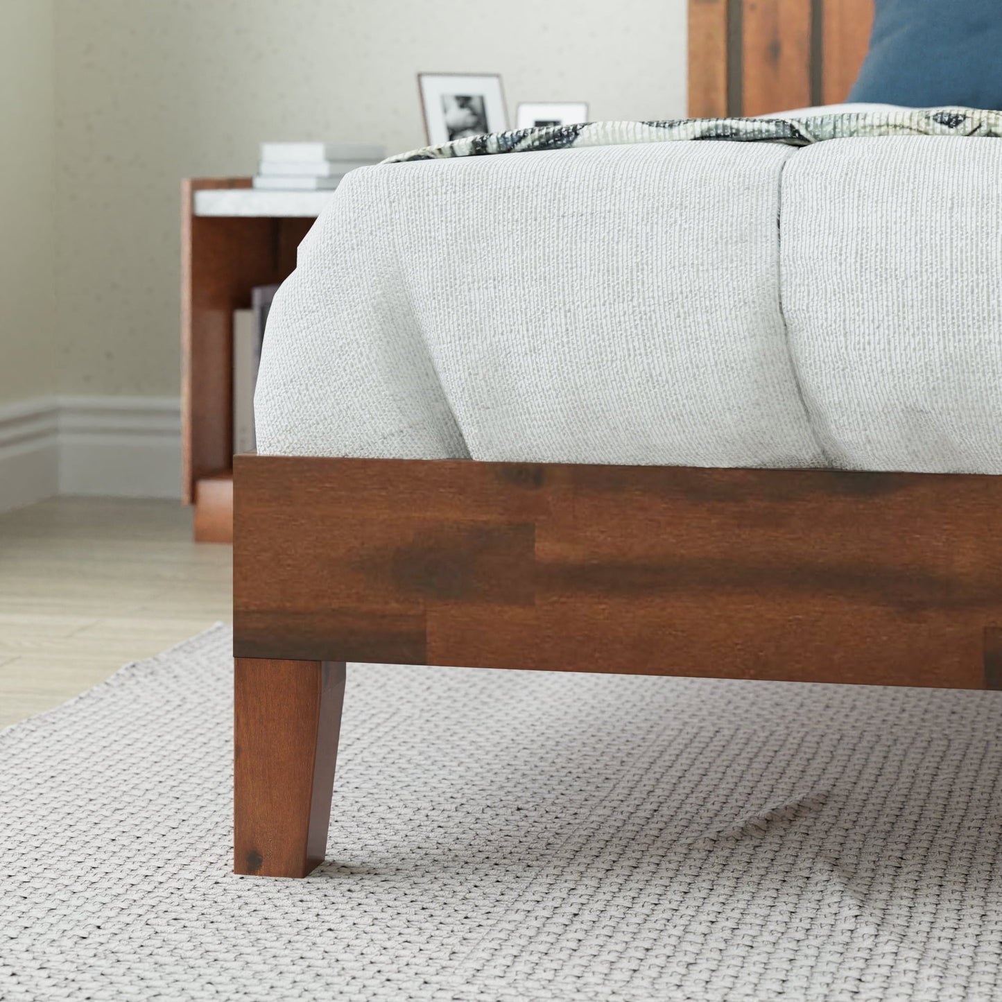 Zinus Vivek 37" Deluxe Wood Platform Bed Frame with Headboard, Queen