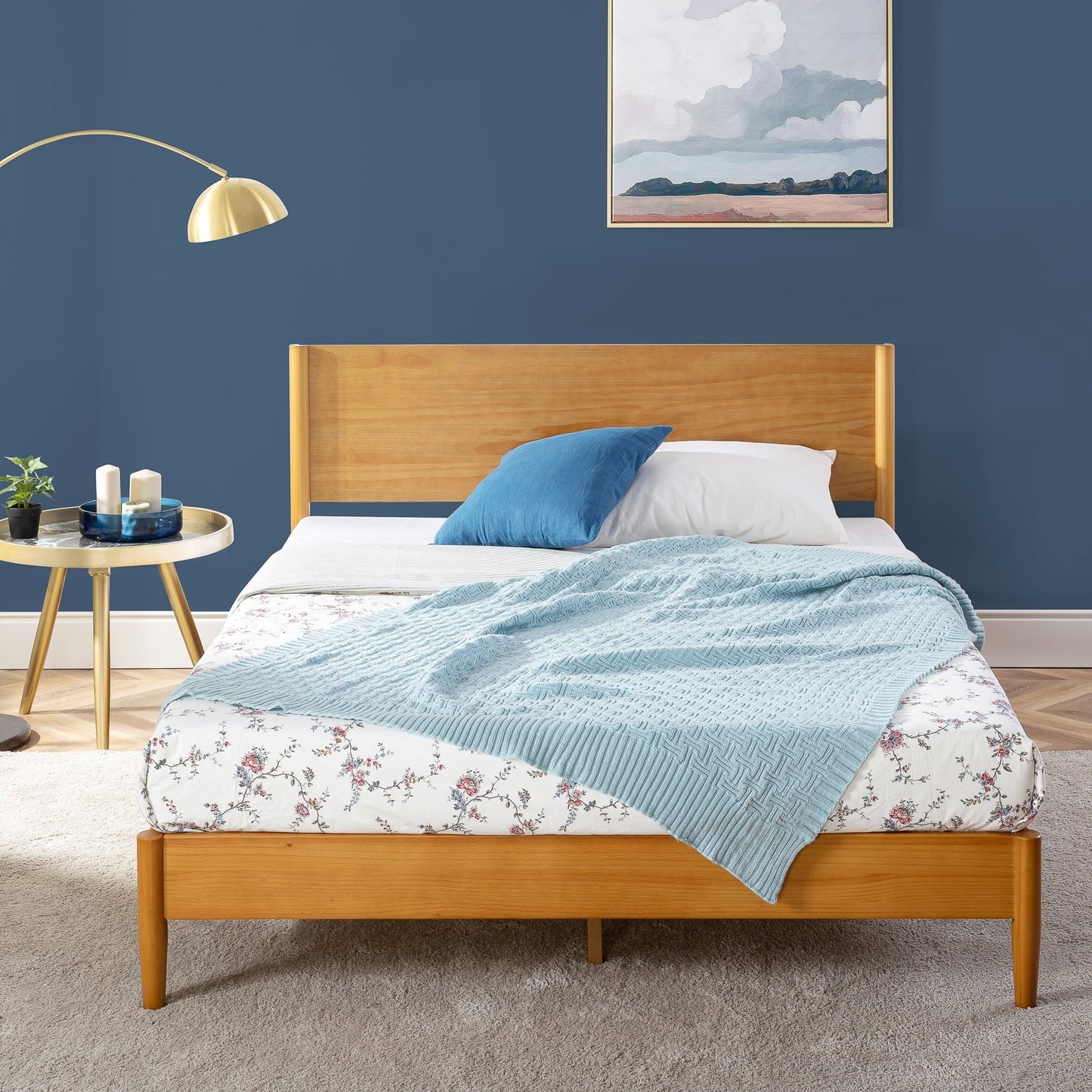 Zinus Allen 35" Mid Century Wood Platform Bed Frame, Queen