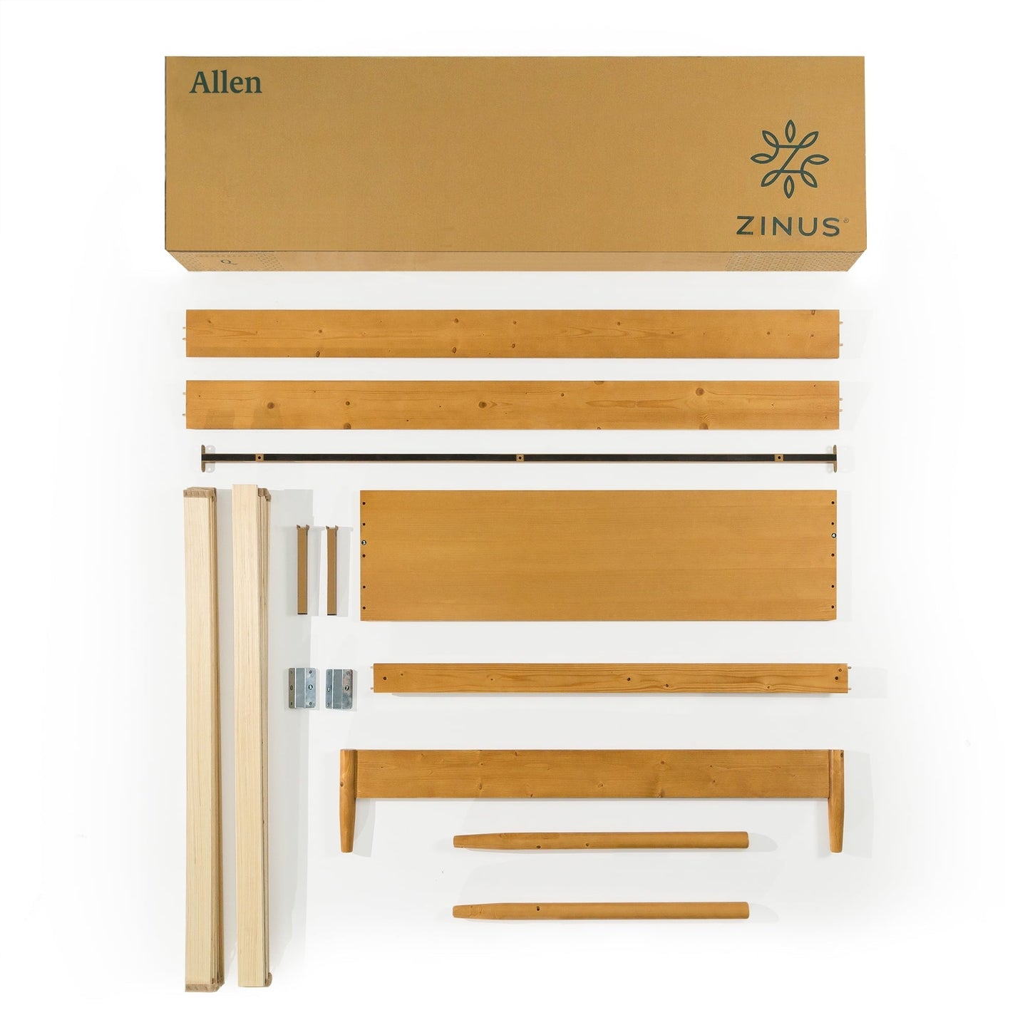 Zinus Allen 35" Mid Century Wood Platform Bed Frame, Queen