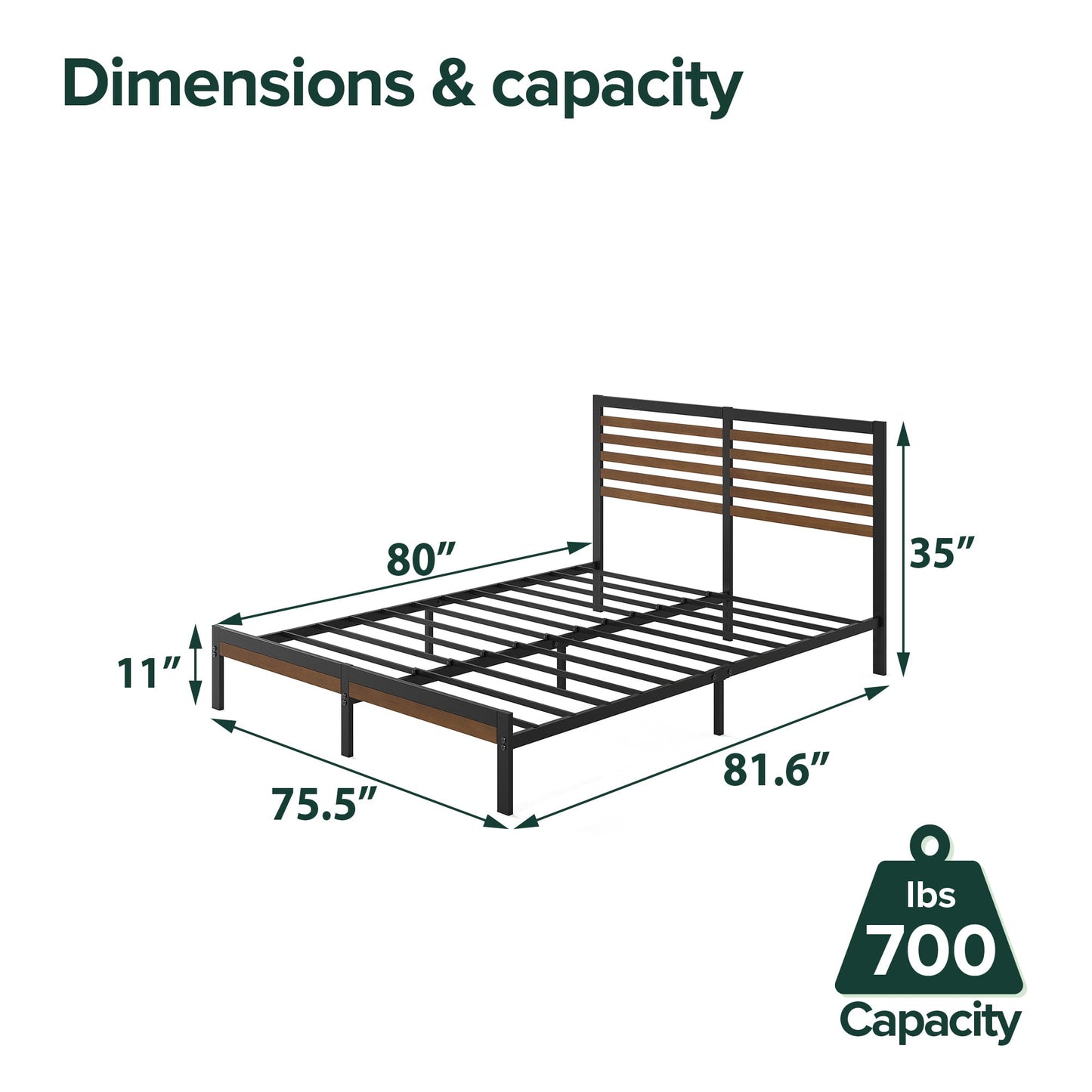 Zinus 35" Kai Bamboo and Metal Platform Bed Frame, King