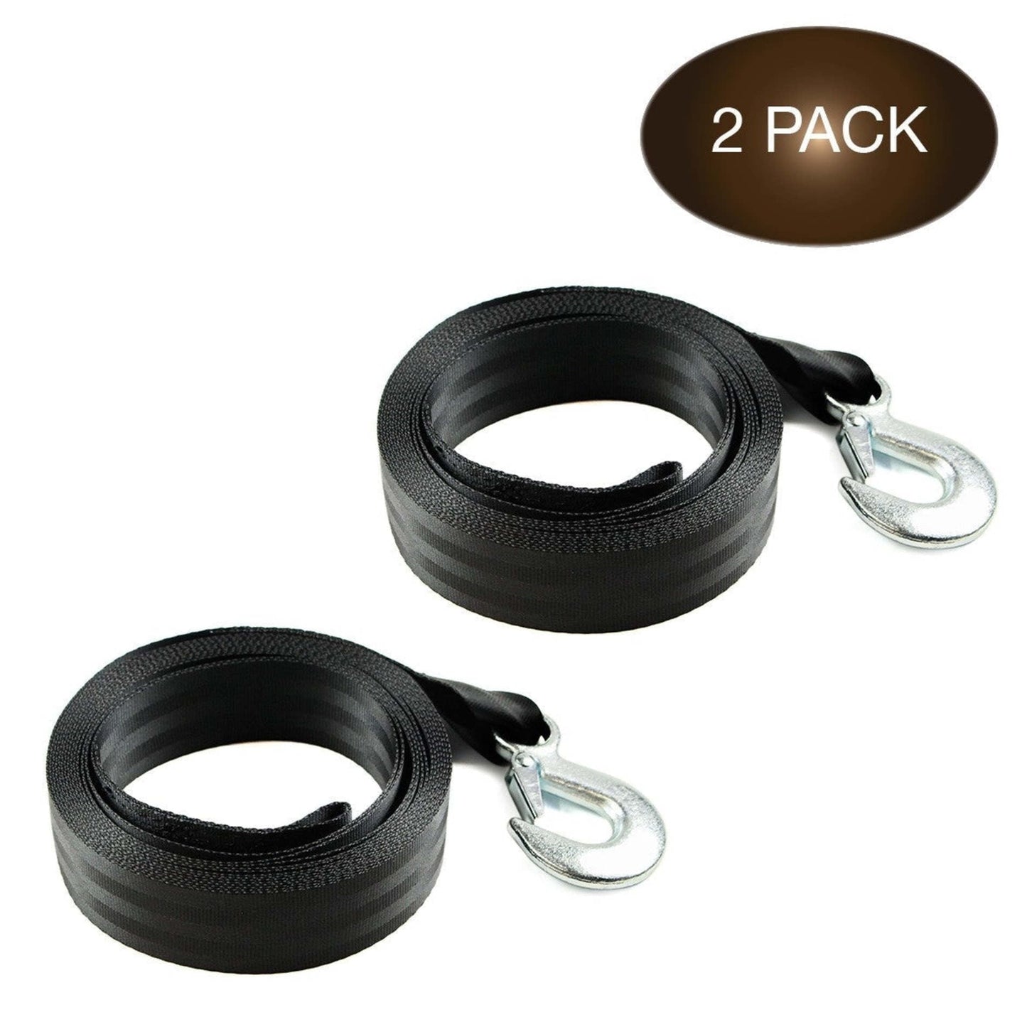 "DC Cargo Mall Marine Winch Strap -2 Pack | 2"" x 20' Long Boat Tie-Down Polyester Transom Straps for Securing Boats, Pontoons, Whalers, Jetskis, to Docks and Trailers | Winches & Bolts NOT Include"