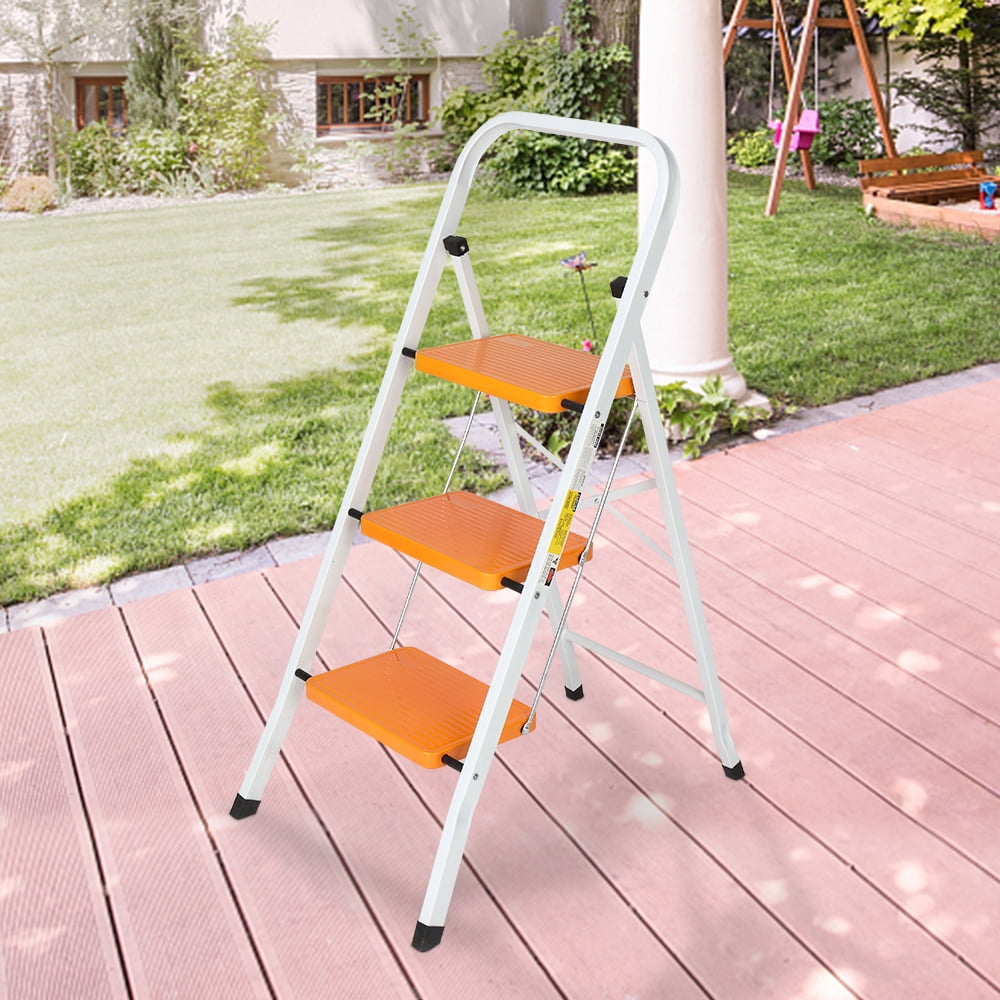 Zimtown Steel 3 Step Ladder, Folding Step Stool, for Household and Office Use, 330lbs