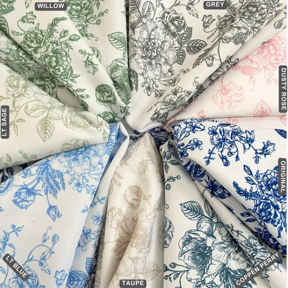French Toile (Poly Print) Table Linen in Dusty Rose