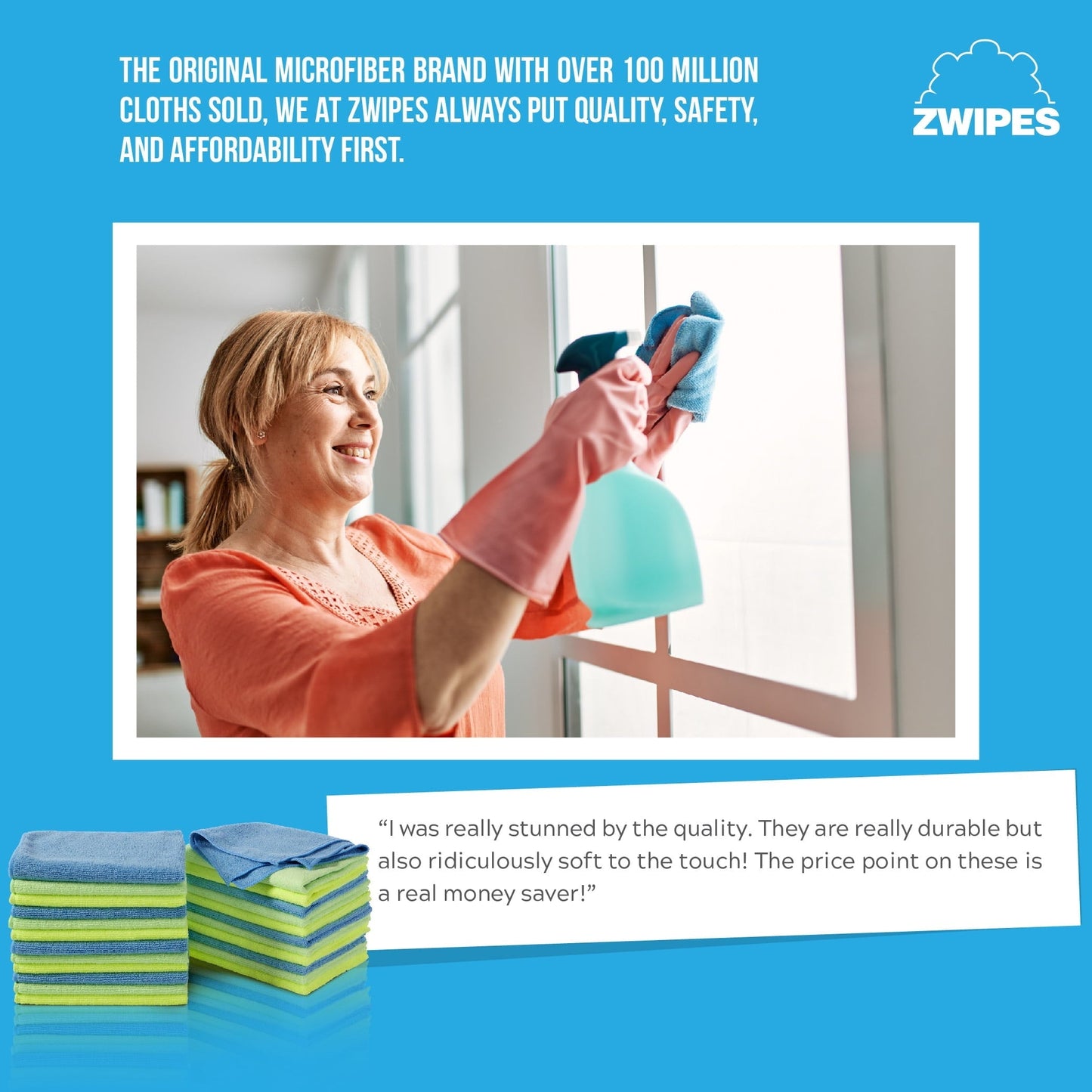 Zwipes Microfiber Cleaning Cloths, Multicolor, 12 Pack