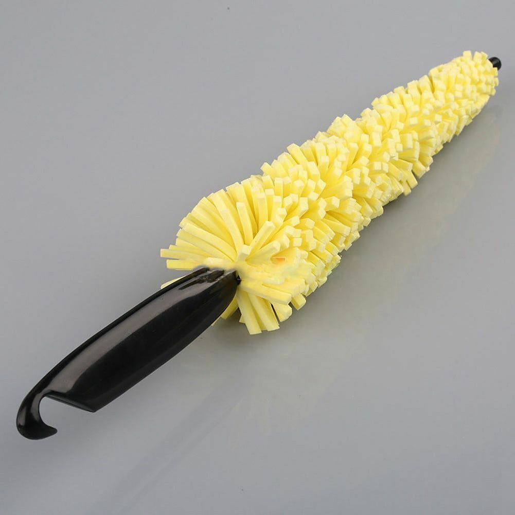 1X Yellow Sponge Car Auto Wheel Hub Brush Tire Tyre Rim Cleaner Tool Accessories