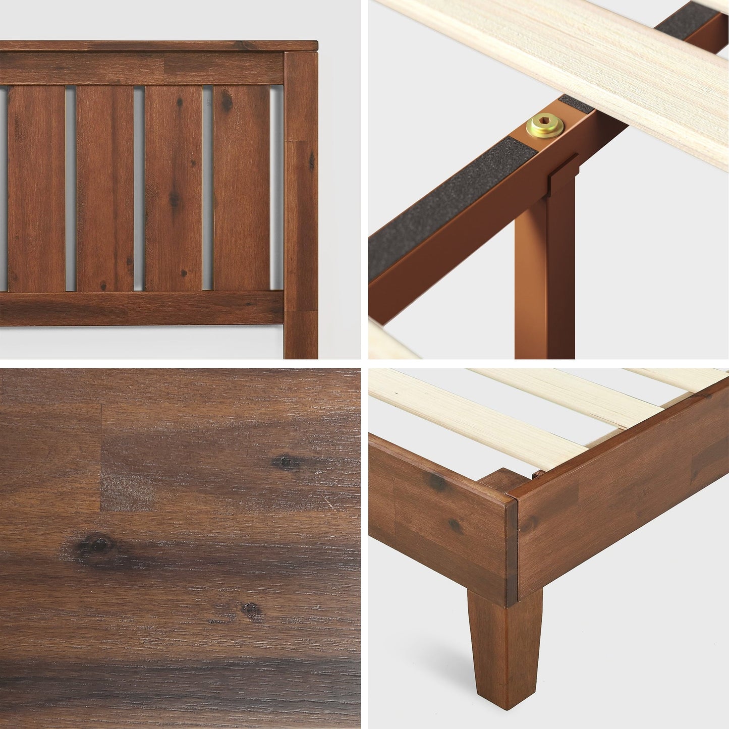 Zinus Vivek 37" Deluxe Wood Platform Bed Frame with Headboard, Queen