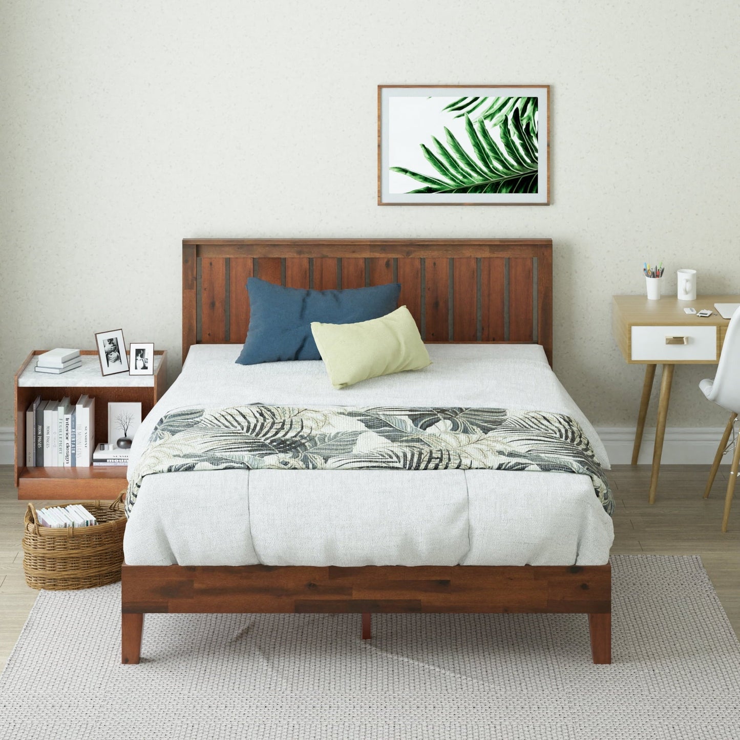 Zinus Vivek 37" Deluxe Wood Platform Bed Frame with Headboard, Queen