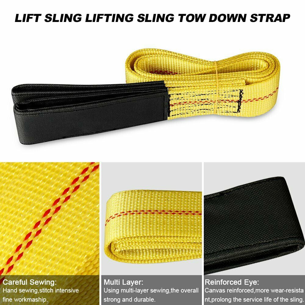 2"x 6ft Nylon Web Lifting Sling Tow Strap Flat Loop Eye & Eye Webbing, 9000LBS Max