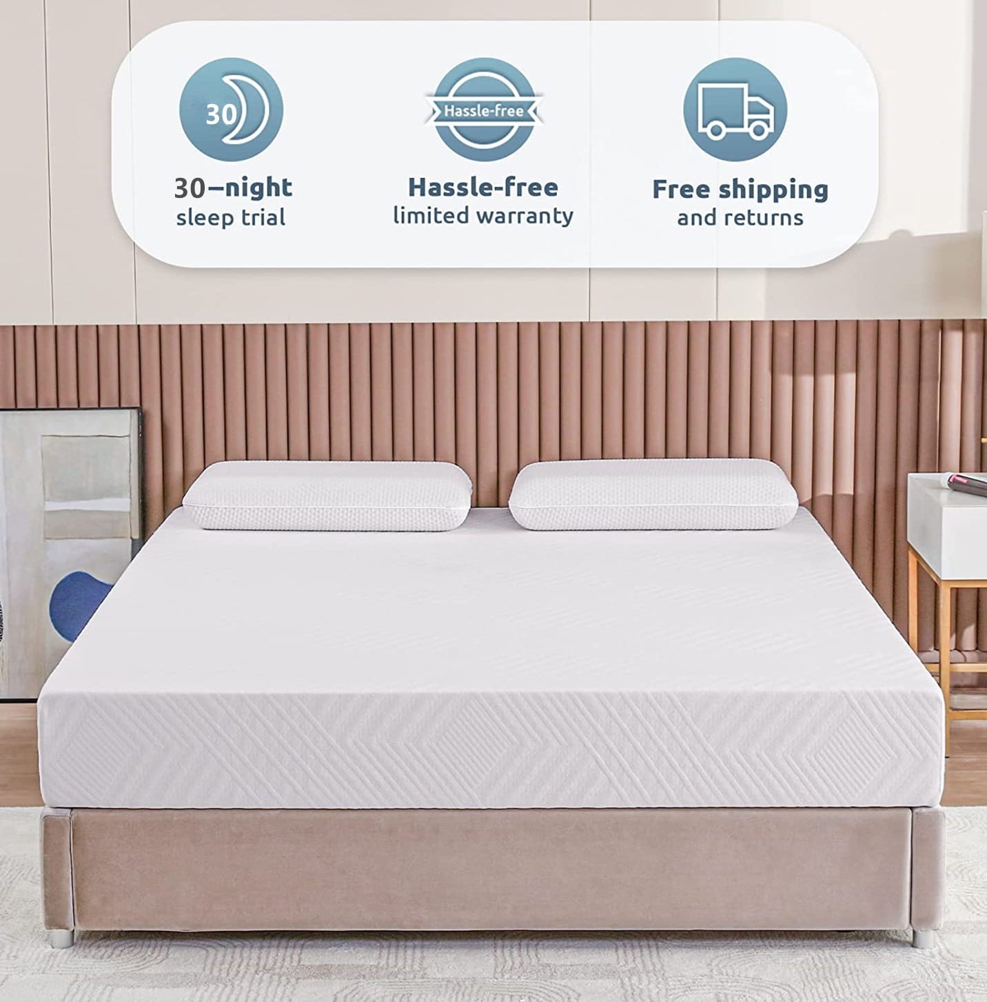 10" RV Mattress King Size for RVs, Campers & Trailers, 80"L x 72"W x 10"Th, Memory Foam Mattress in a Box