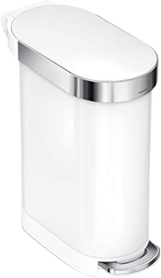 45 Liter / 12 Gallon Slim Hands-Free Kitchen Step Trash Can. Brushed Stainless Steel