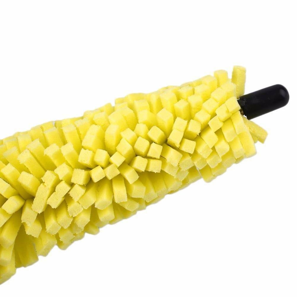 1X Yellow Sponge Car Auto Wheel Hub Brush Tire Tyre Rim Cleaner Tool Accessories