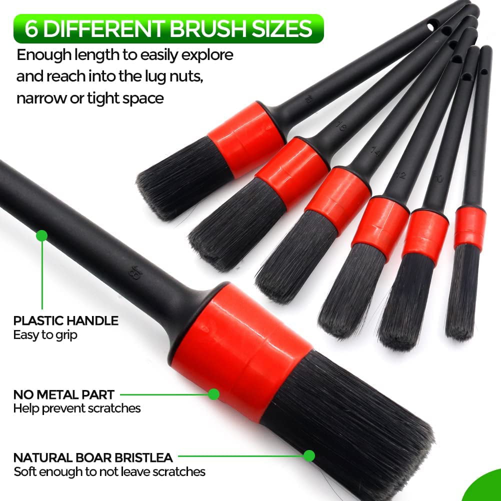 11Pcs Car Cleaning Brushes,Auto Detailing Brushes Set for Cleaning Wheels, Car Interior Detailing Kit for Cars,Tire Brush,Chemical Guys, Exterior, Leather, Air Vents Car Detailing Kit