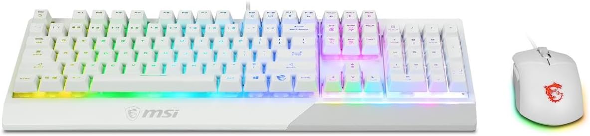 Vigor GK30 Combo White. 6-Zone RGB GK30 Gaming Keyboard & GM11 Gaming Mouse. Water Repellent & Splash-Proof. 5000 DPI