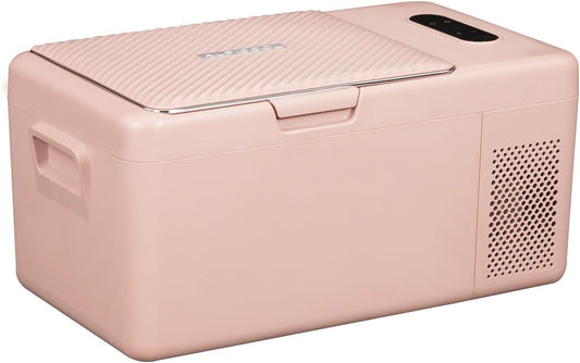 S15 Portable Freezer. 12 Volt Refrigerator. 18 Quart (16.8 Liter) Fast Cooling 12V Car Fridge -4℉~68℉. Pink Car Cooler. 12/24V DC and 100-240V AC for Outdoor. Camping. RV. Truck. Boat