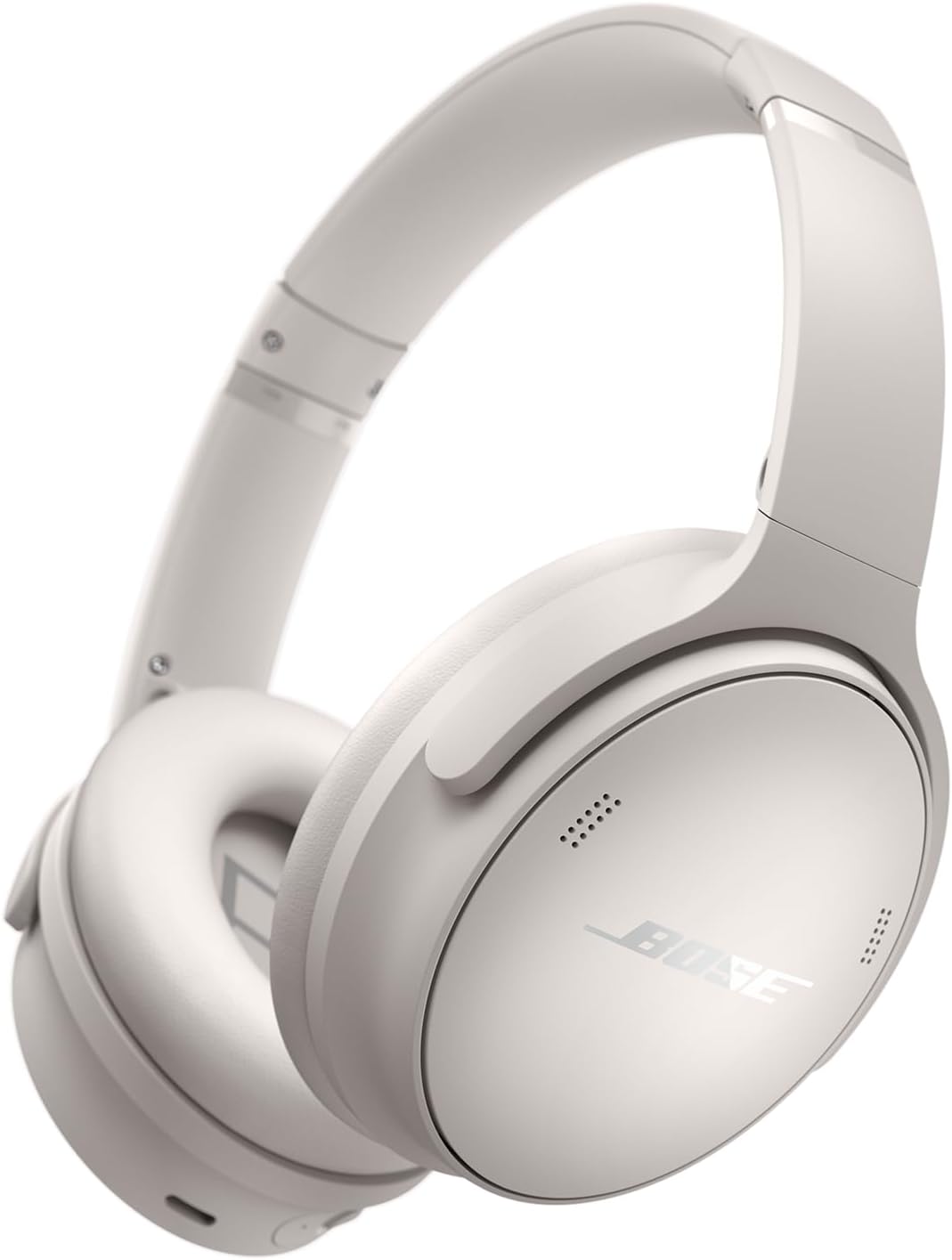 Bluetooth Headphones. Wireless Headphones with Active Over Ear Noise Cancelling and Mic. Deep Bass. Up to 24 Hours of Playtime. White Smoke