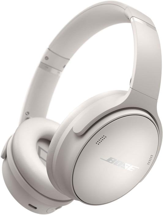 Bluetooth Headphones. Wireless Headphones with Active Over Ear Noise Cancelling and Mic. Deep Bass. Up to 24 Hours of Playtime. White Smoke