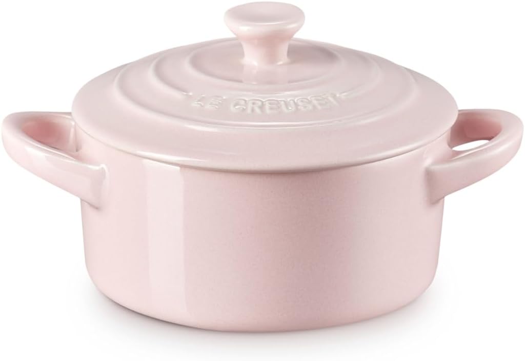 Stoneware Mini Round Cocotte. 8 oz.. Chiffon Pink