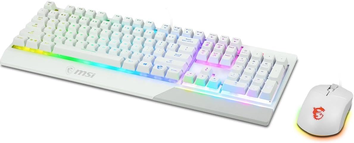 Vigor GK30 Combo White. 6-Zone RGB GK30 Gaming Keyboard & GM11 Gaming Mouse. Water Repellent & Splash-Proof. 5000 DPI