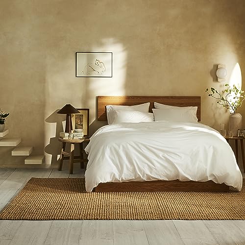 Organic Cotton Duvet Cover - 100% GOTS-Certified Organic Cotton. King/Cali King Size in White with Extra-Long Corner Ties and Button Closure | Best Organic Cotton Sheets