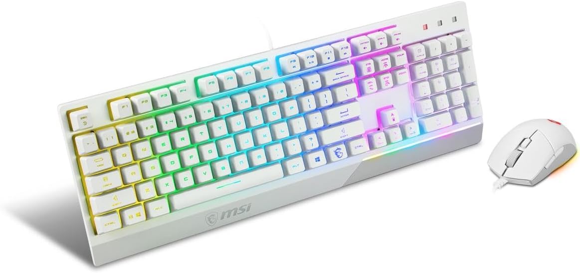 Vigor GK30 Combo White. 6-Zone RGB GK30 Gaming Keyboard & GM11 Gaming Mouse. Water Repellent & Splash-Proof. 5000 DPI
