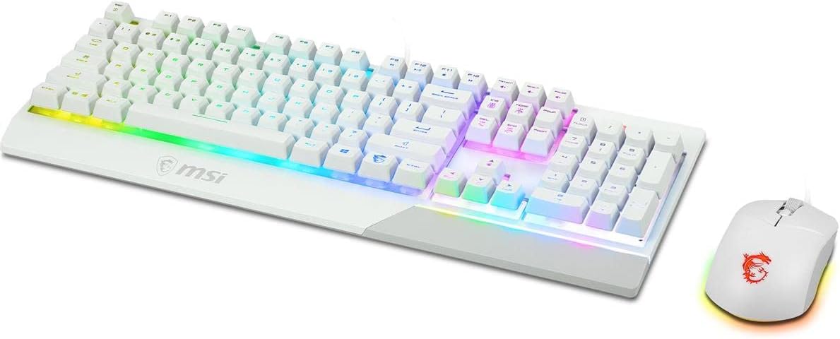 Vigor GK30 Combo White. 6-Zone RGB GK30 Gaming Keyboard & GM11 Gaming Mouse. Water Repellent & Splash-Proof. 5000 DPI
