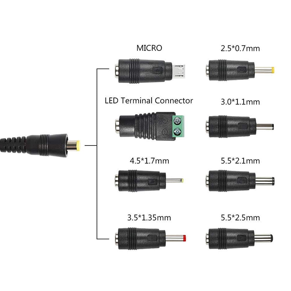 12W Universal AC/DC Adapter Switching Power Supply with 8 Selectable Adapter Tips, for 3V to 12V Household Electronics