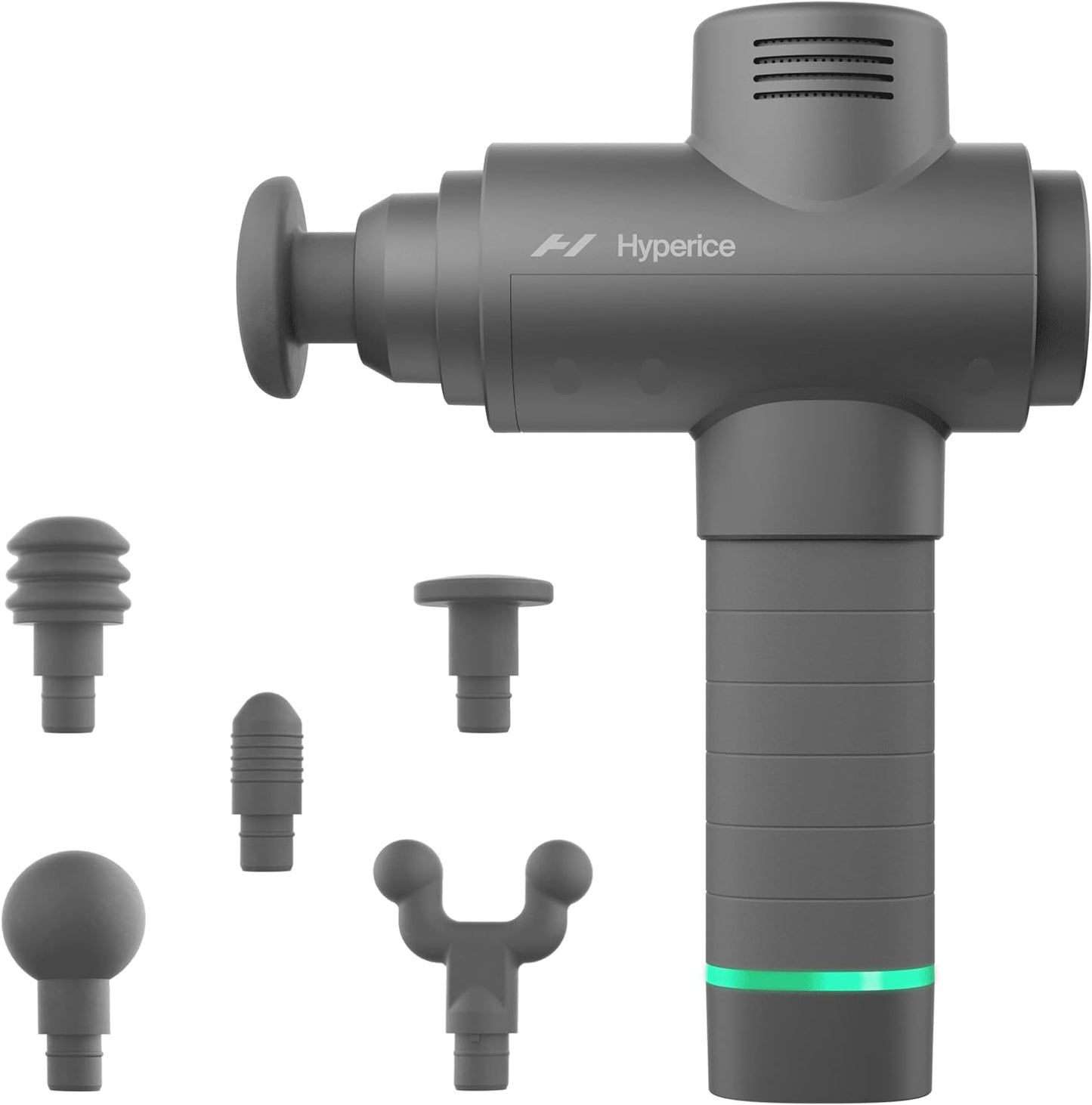 2 Grey - Featuring Quiet Glide Technology - Handheld Percussion Massage Gun | 3 Speeds. 5 Interchangeable Heads | Helps Relieve Sore Muscles and Stiffness |FSA and HSA Eligible