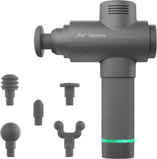 2 Grey - Featuring Quiet Glide Technology - Handheld Percussion Massage Gun | 3 Speeds. 5 Interchangeable Heads | Helps Relieve Sore Muscles and Stiffness |FSA and HSA Eligible